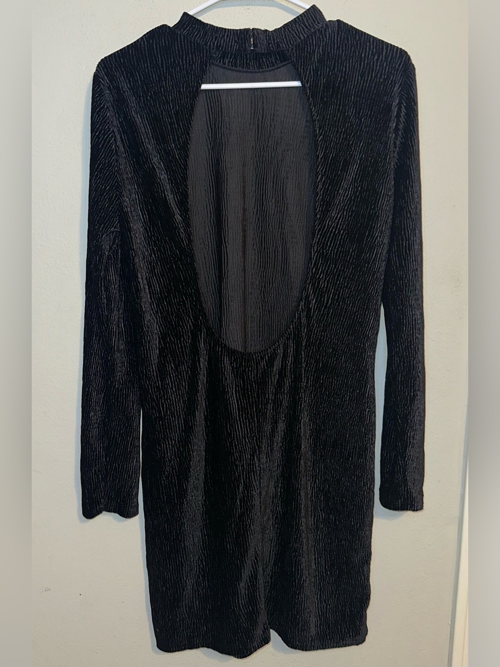 H&M Black Long Sleeve Plunge Back Dress